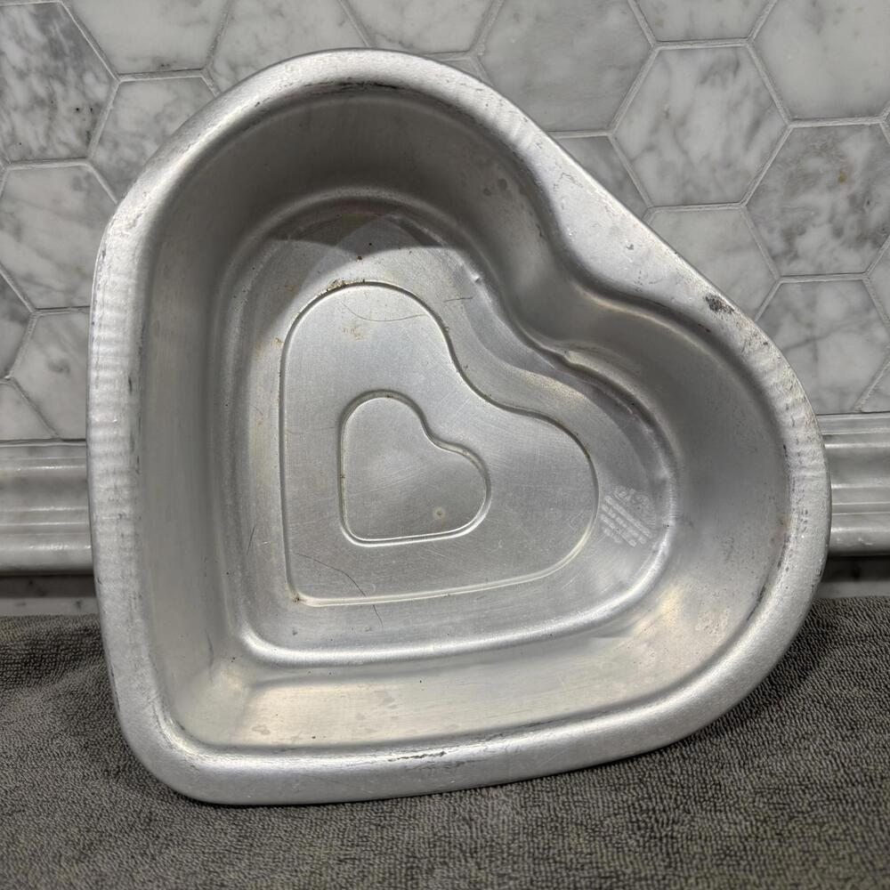 Odisea Aluminum Tarta Large Heart Cake Pan Silver‎ Jello Gelatin Mold 20 cm 8 in